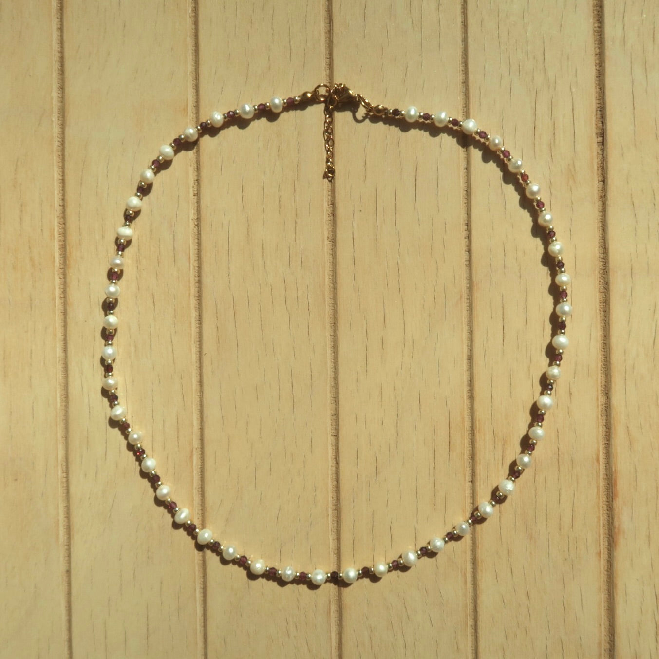 Gold Garnet Pearl - Gemstone Necklace