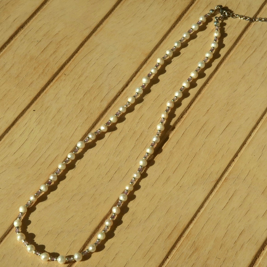 Silver Lilac Pearl - Gemstone Necklace