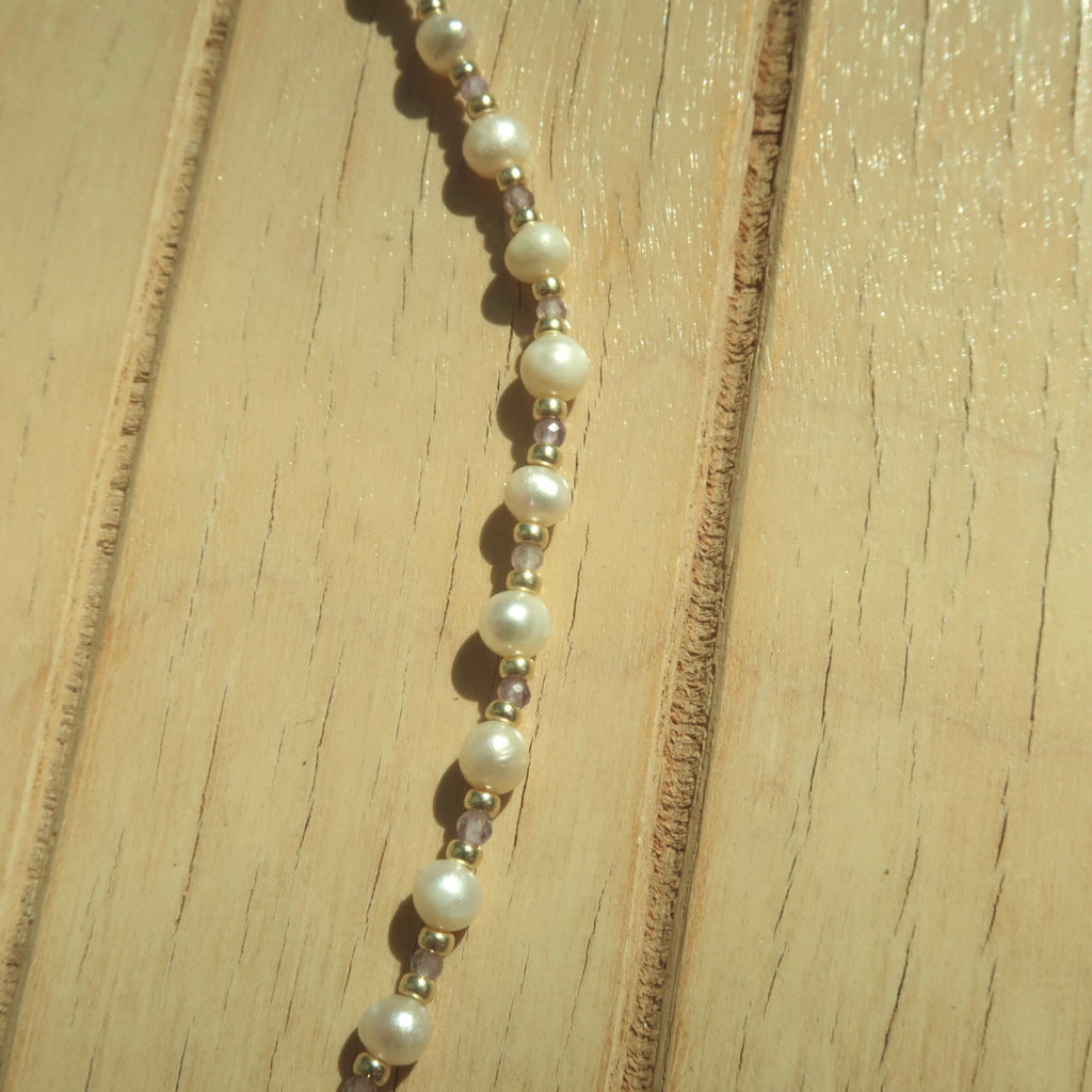 Gold Lilac Pearl- Gemstone Necklace