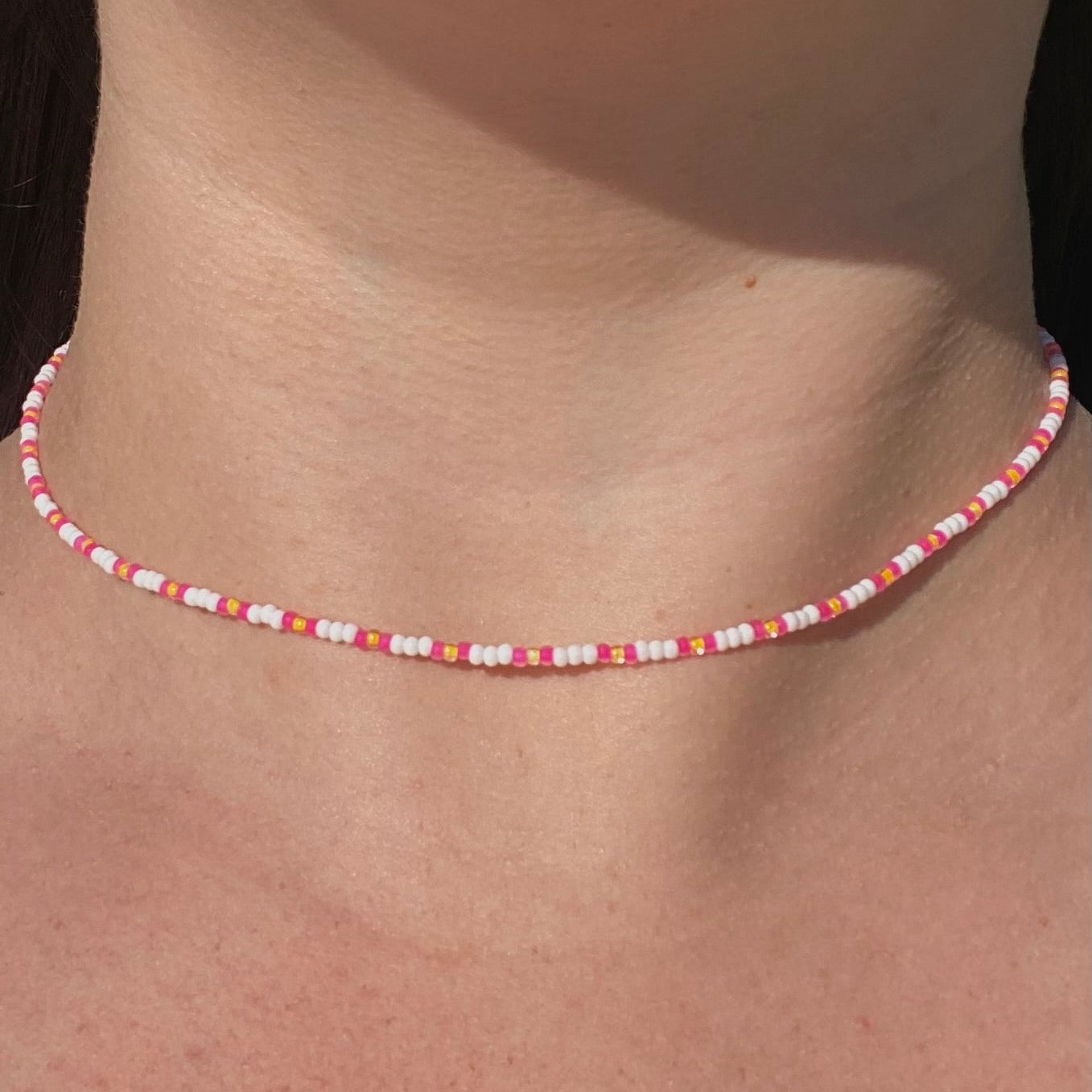 Hot Pink Stripe - Necklace