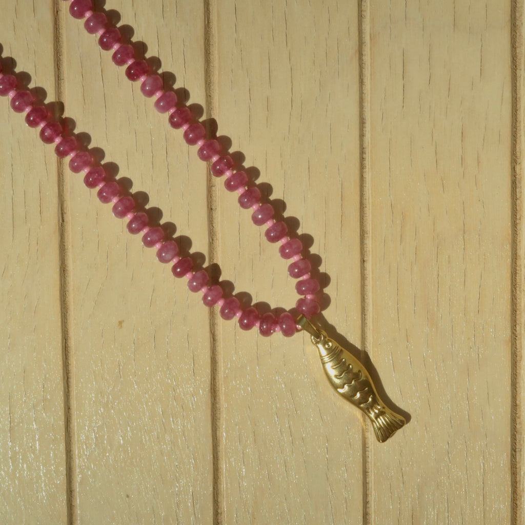 Fuschia Fish - Gemstone Necklace