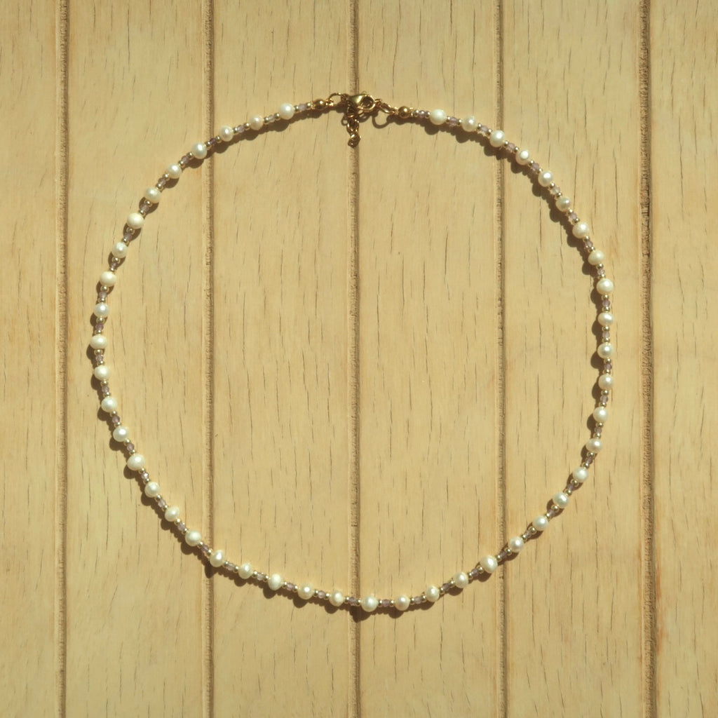 Gold Lilac Pearl- Gemstone Necklace