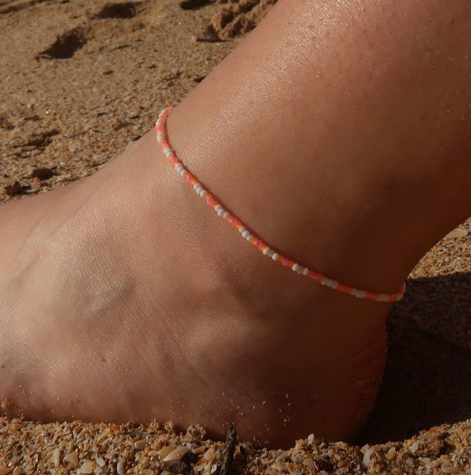 Tangerine Stripe - Anklet