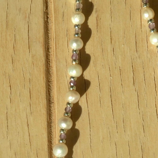 Silver Lilac Pearl - Gemstone Necklace
